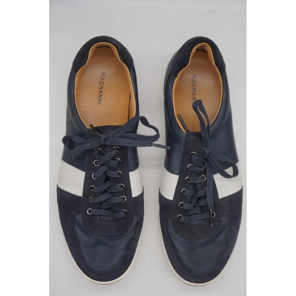 Magnanni Austin Low Top Sneakers Blue Leather Lace Up Casual Men's Size 11